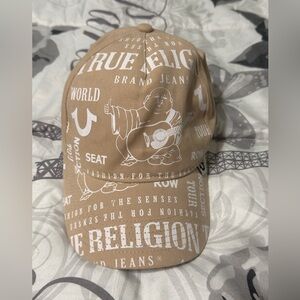 True Religion Brown Cap with White Graphics